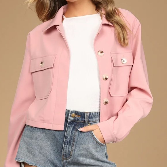 Lulus Jackets & Blazers - NWOT LULUS Run The Game Pink Cropped Collared Jacket